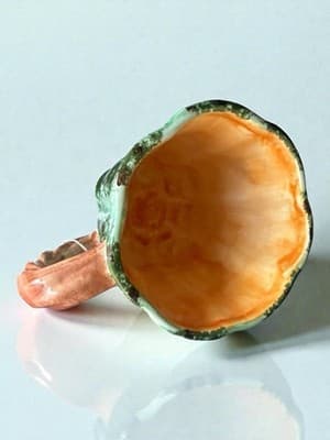 Hand Painted Melon Gourd Mug Green Speckled Ceramic Country Kitchen Fruit - Thumbnail 8