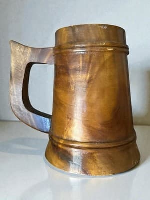 Vintage Wooden Beer Mug Granny Philippines Hand Carved Souvenir Tankard - Thumbnail 4
