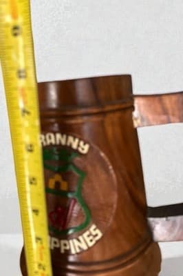 Vintage Wooden Beer Mug Granny Philippines Hand Carved Souvenir Tankard - Thumbnail 7