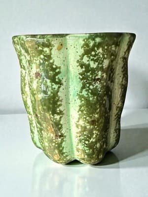 Hand Painted Melon Gourd Mug Green Speckled Ceramic Country Kitchen Fruit - Thumbnail 3