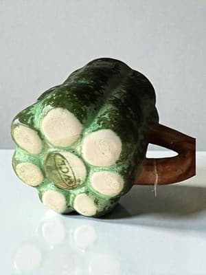 Hand Painted Melon Gourd Mug Green Speckled Ceramic Country Kitchen Fruit - Thumbnail 6
