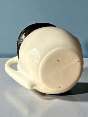 Vintage Snowman Head Creamer Mug Candy Cane Handle Top Hat - Thumbnail 4