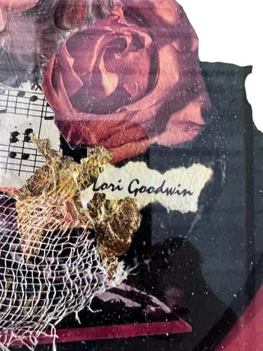 Lori Goodwin Collage Art 3D Mixed Media Guitar Rose Record Framed Music Sheet - Thumbnail 4