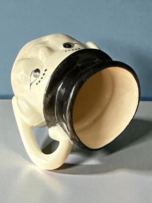Vintage Snowman Head Creamer Mug Candy Cane Handle Top Hat - Thumbnail 5