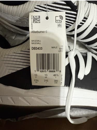 Adidas Afterburner 6 Low Baseball Cleats Black White DB3433 SIZE 13 - Thumbnail 2