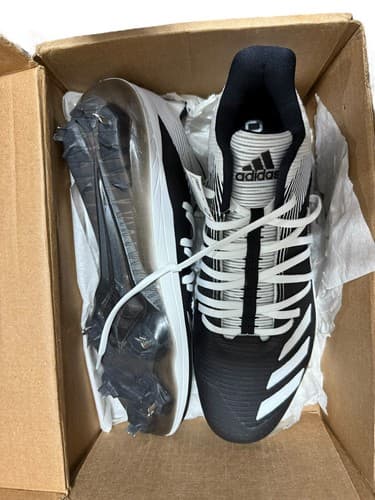 Adidas Afterburner 6 Low Baseball Cleats Black White DB3433 SIZE 13 - Thumbnail 6