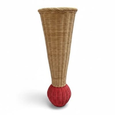 Large Vintage Woven Wicker Floor Vase / Umbrella Stand - Image 1