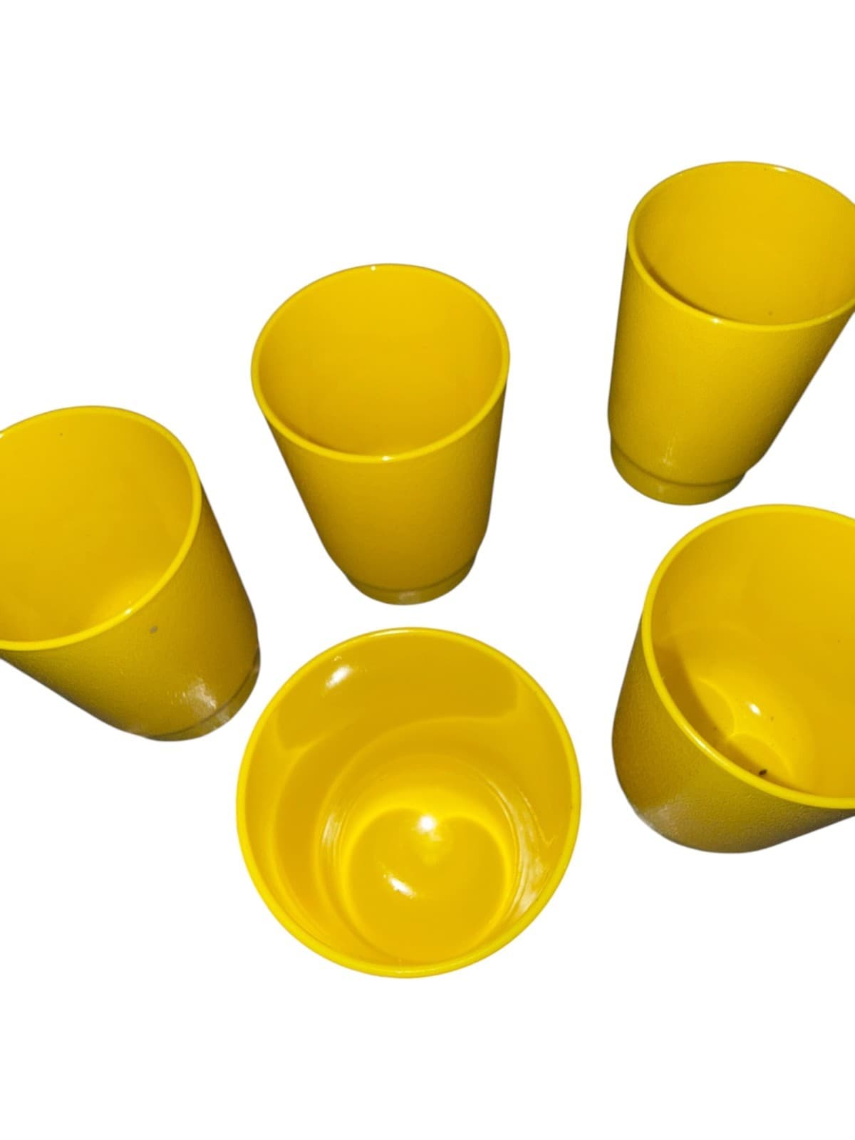 Vintage Yellow Plastic Cup Textured & Smooth Stacking Picnic Set of 14 - Thumbnail 5