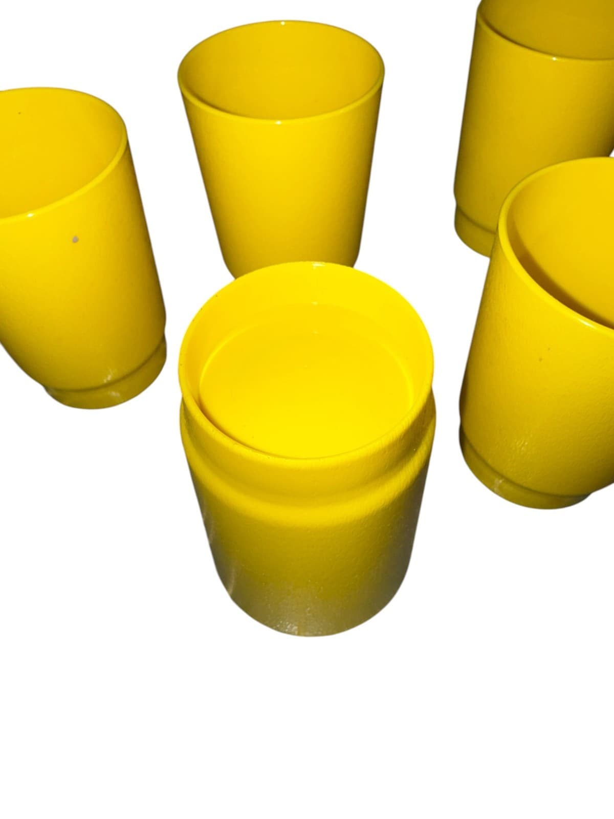 Vintage Yellow Plastic Cup Textured & Smooth Stacking Picnic Set of 14 - Thumbnail 6