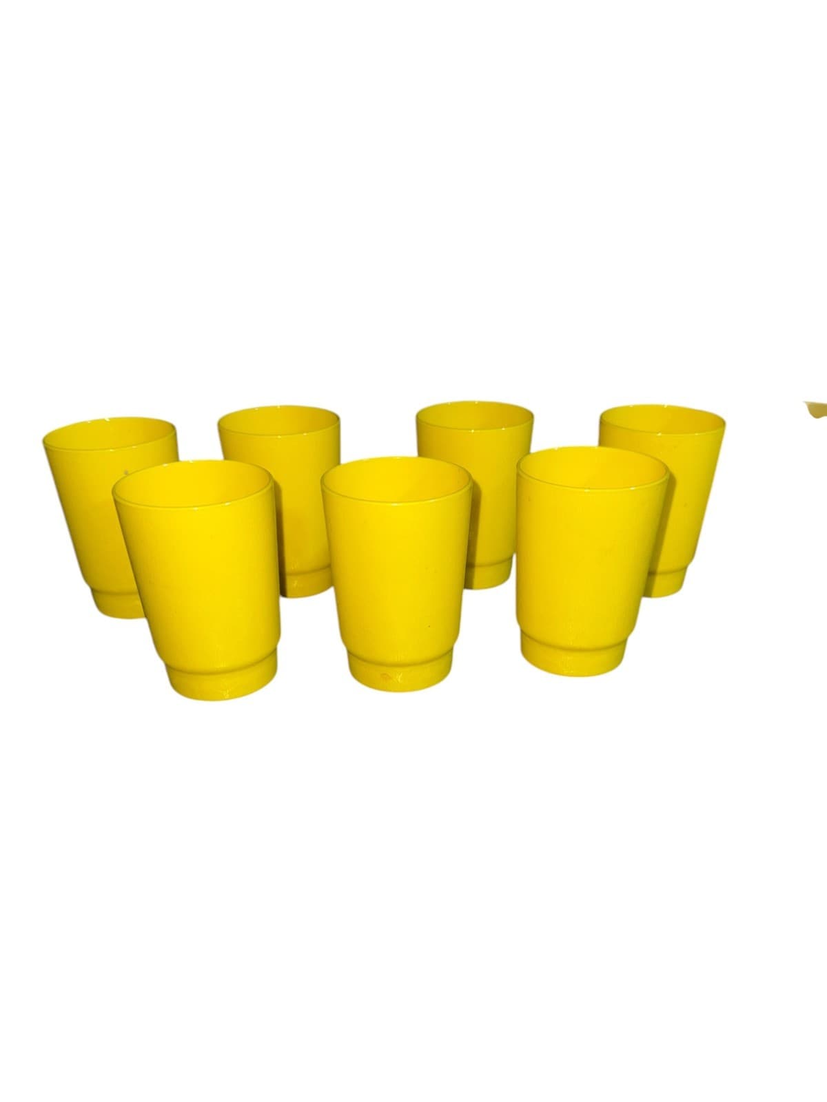 Vintage Yellow Plastic Cup Textured & Smooth Stacking Picnic Set of 14 - Thumbnail 2