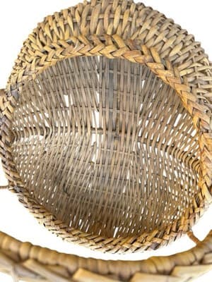 Vintage Large Buttocks Split Well Basket 22” Rustic Farm Market Handle - Thumbnail 8