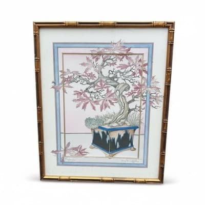 Graham Illingworth Japanese Maple Bonsai Art Framed 28” x 23.5” - Image 1