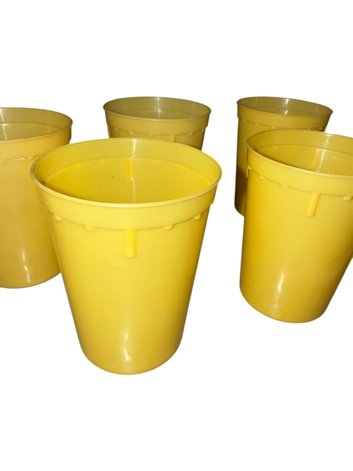 Vintage Yellow Plastic Cup Textured & Smooth Stacking Picnic Set of 14 - Thumbnail 7