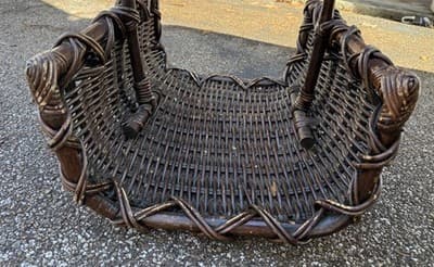 Vintage Dark Split Well Market Basket Primitive Farmhouse Double Handle - Thumbnail 11