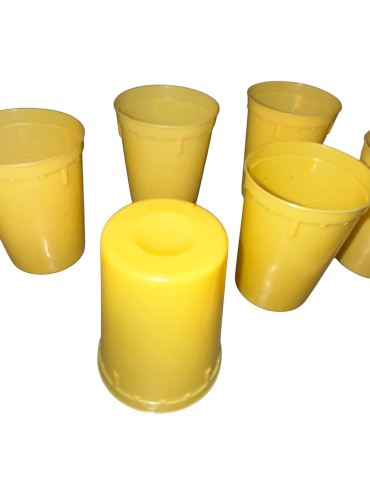 Vintage Yellow Plastic Cup Textured & Smooth Stacking Picnic Set of 14 - Thumbnail 8