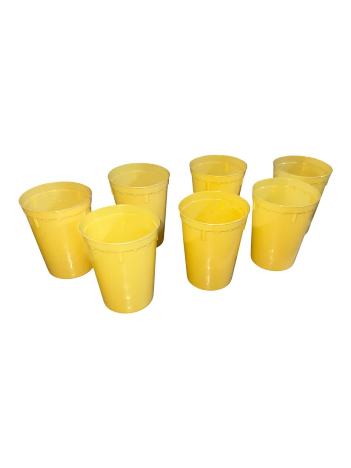Vintage Yellow Plastic Cup Textured & Smooth Stacking Picnic Set of 14 - Thumbnail 3