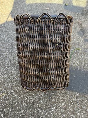 Vintage Dark Split Well Market Basket Primitive Farmhouse Double Handle - Thumbnail 10