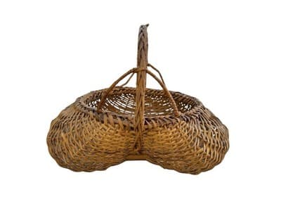 Vintage Large Buttocks Split Well Basket 22” Rustic Farm Market Handle - Thumbnail 3