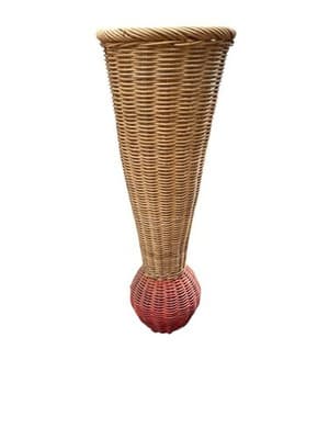 Large Vintage Woven Wicker Floor Vase / Umbrella Stand - Thumbnail 4