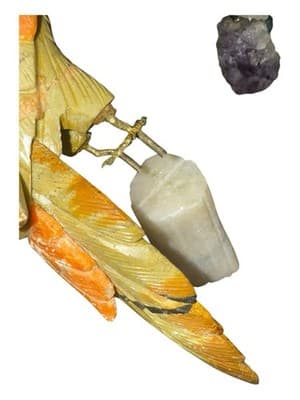 Hand-Carved Oaxacan Mexican Stone Parrot Sculpture on Onyx Base - Thumbnail 5