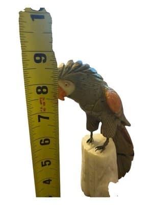 Hand-Carved Oaxacan Mexican Stone Parrot Sculpture on Onyx Base - Thumbnail 8