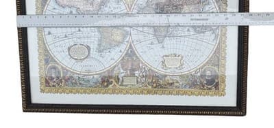 Vintage Style World Map Framed 30x24 Double Hemisphere Old World Décor - Thumbnail 6