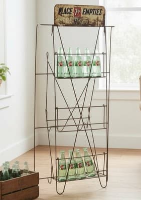 Vintage 7UP Place Empties Here Wire Bottle Rack Store Display Soda Sign - Thumbnail 7