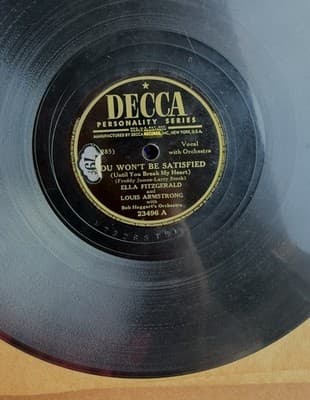 DECCA Record 78 rpm 23496 Ella Fitzgerald & Louis Armstrong You Won't Satisfied - Thumbnail 4