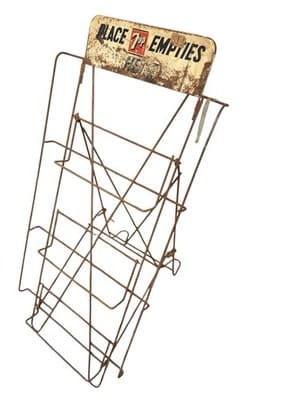 Vintage 7UP Place Empties Here Wire Bottle Rack Store Display Soda Sign - Thumbnail 3