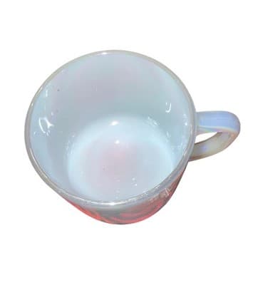Vintage White Federal Glass Moonglow Aurora Iridescent Stacking D Handle Mug - Thumbnail 5