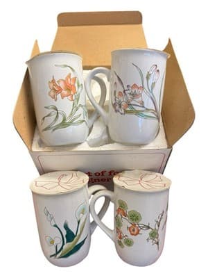 Vintage Designer Mug Set of 4 NEW Sealed Boxed Almar Korea - Thumbnail 4