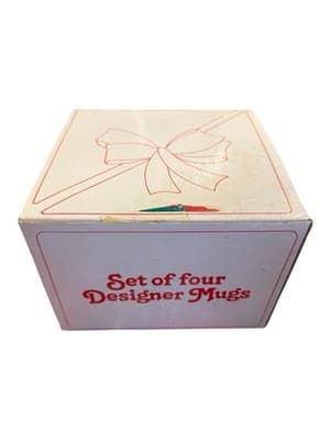 Vintage Designer Mug Set of 4 NEW Sealed Boxed Almar Korea - Thumbnail 10