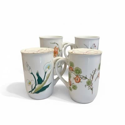 Vintage Designer Mug Set of 4 NEW Sealed Boxed Almar Korea - Thumbnail 3