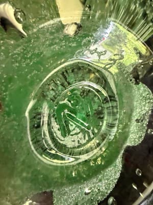 1977 SIGNED JOE ZIMMERMAN STUDIO GLASS 5 LEAF CLOVER ASHTRAY BOWL PAPERWEIGHT - Thumbnail 6