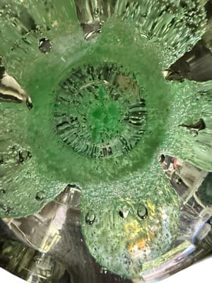 1977 SIGNED JOE ZIMMERMAN STUDIO GLASS 5 LEAF CLOVER ASHTRAY BOWL PAPERWEIGHT - Thumbnail 5