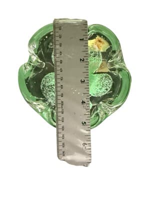 1977 SIGNED JOE ZIMMERMAN STUDIO GLASS 5 LEAF CLOVER ASHTRAY BOWL PAPERWEIGHT - Thumbnail 7