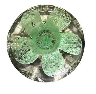 1977 SIGNED JOE ZIMMERMAN STUDIO GLASS 5 LEAF CLOVER ASHTRAY BOWL PAPERWEIGHT - Thumbnail 4