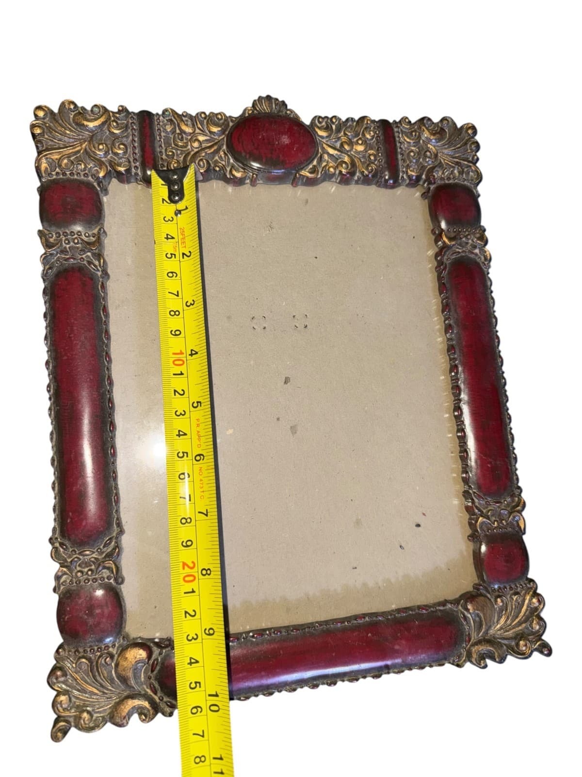 Vintage Baroque Style Picture Frame Burgundy Gold Resin and Plastic - Thumbnail 9