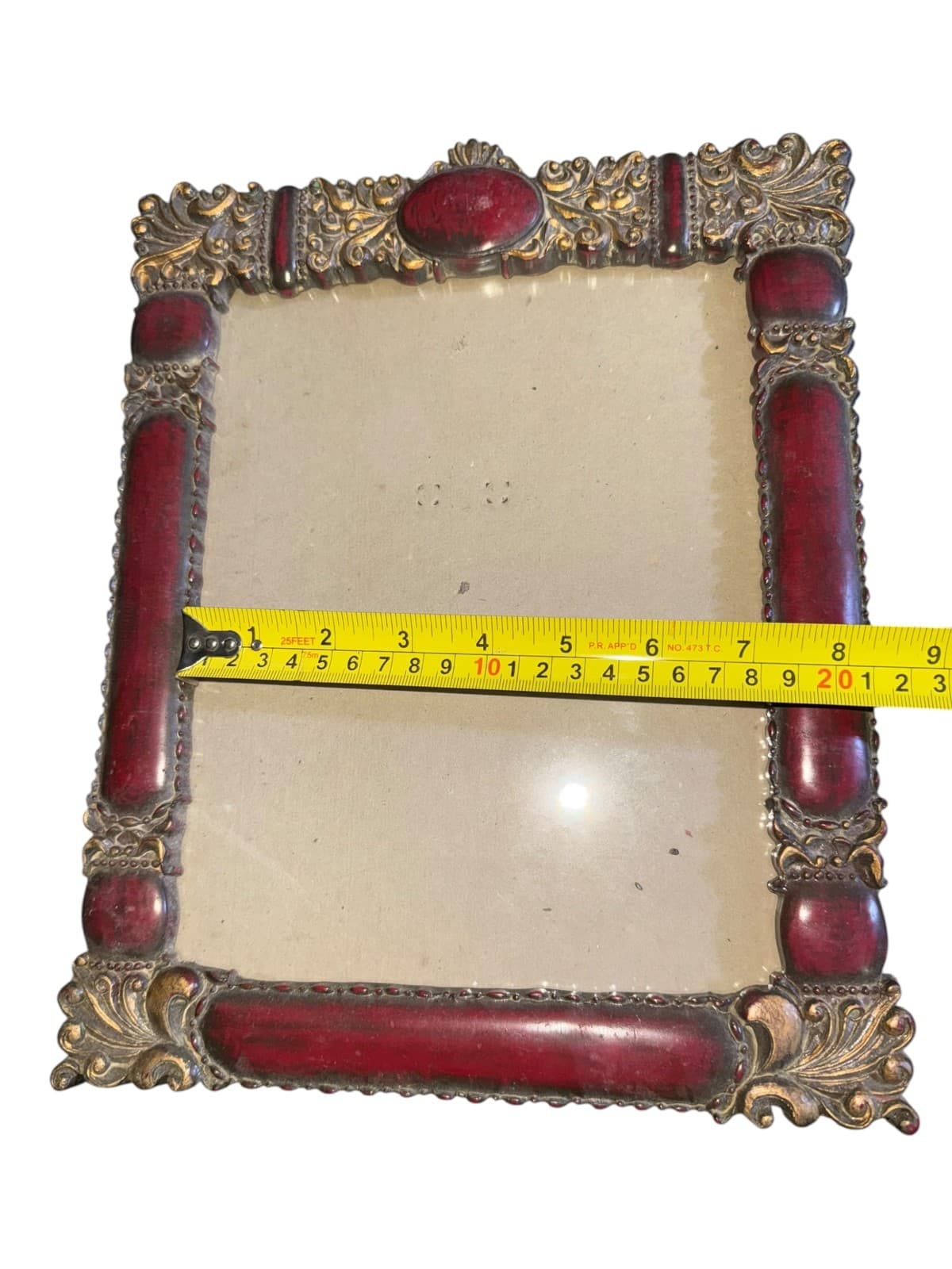 Vintage Baroque Style Picture Frame Burgundy Gold Resin and Plastic - Thumbnail 8