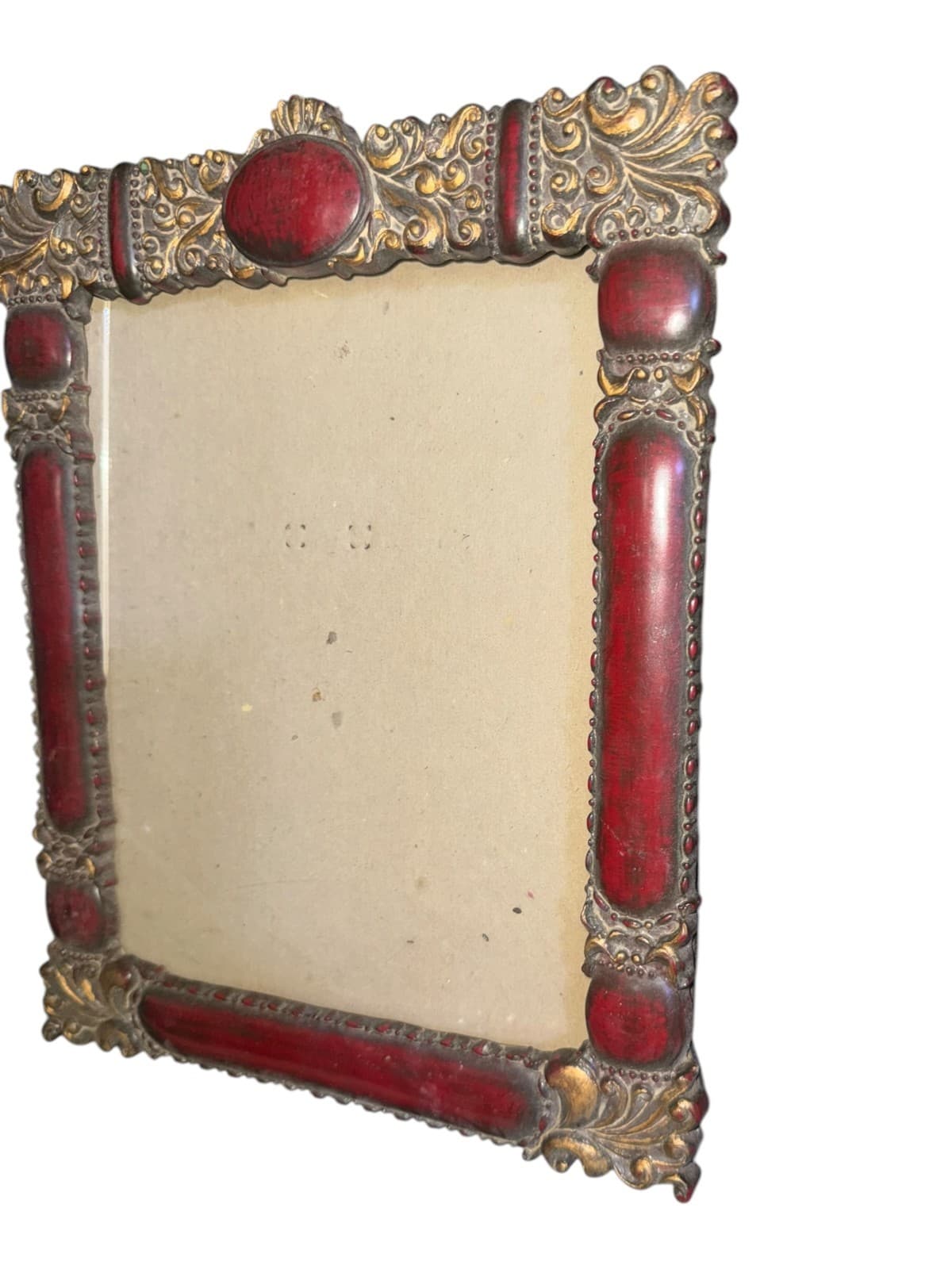Vintage Baroque Style Picture Frame Burgundy Gold Resin and Plastic - Thumbnail 4