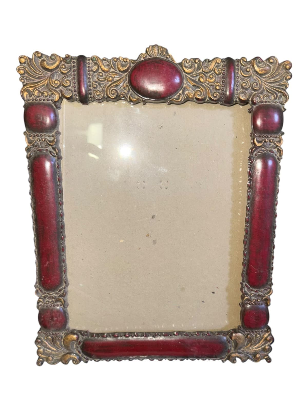 Vintage Baroque Style Picture Frame Burgundy Gold Resin and Plastic - Thumbnail 2