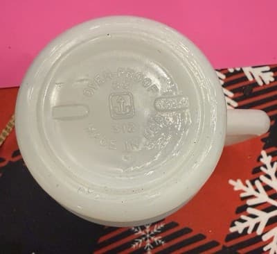 Vintage Fire-King Milk Glass Green Floral Coffee Mug Oven Proof USA - Thumbnail 7