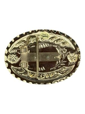 Vintage Western Belt Buckle Brass Oval Crossed Pistols Cowboy Rodeo Style - Thumbnail 3