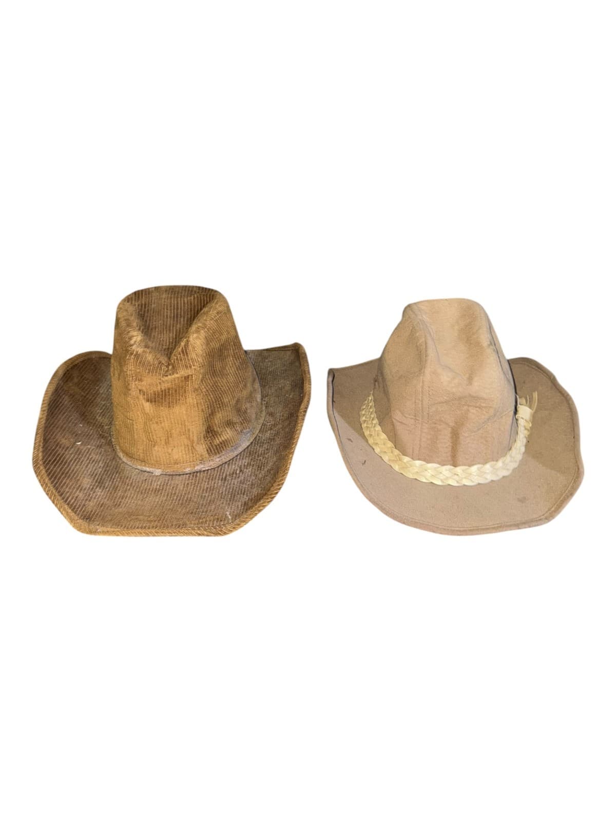 Vintage Western Cowboy Hat XL/L Brown Beige Corduroy Lot of 2 - Thumbnail 2