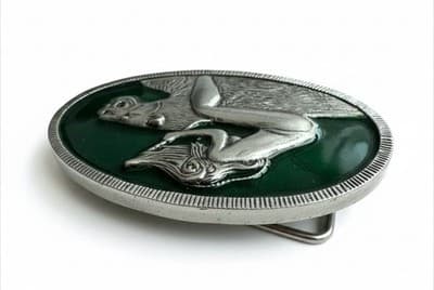 RARE Vintage 1978 Instyle Belt Buckle Nude Woman Panther Lion USA No 1141 - Thumbnail 2