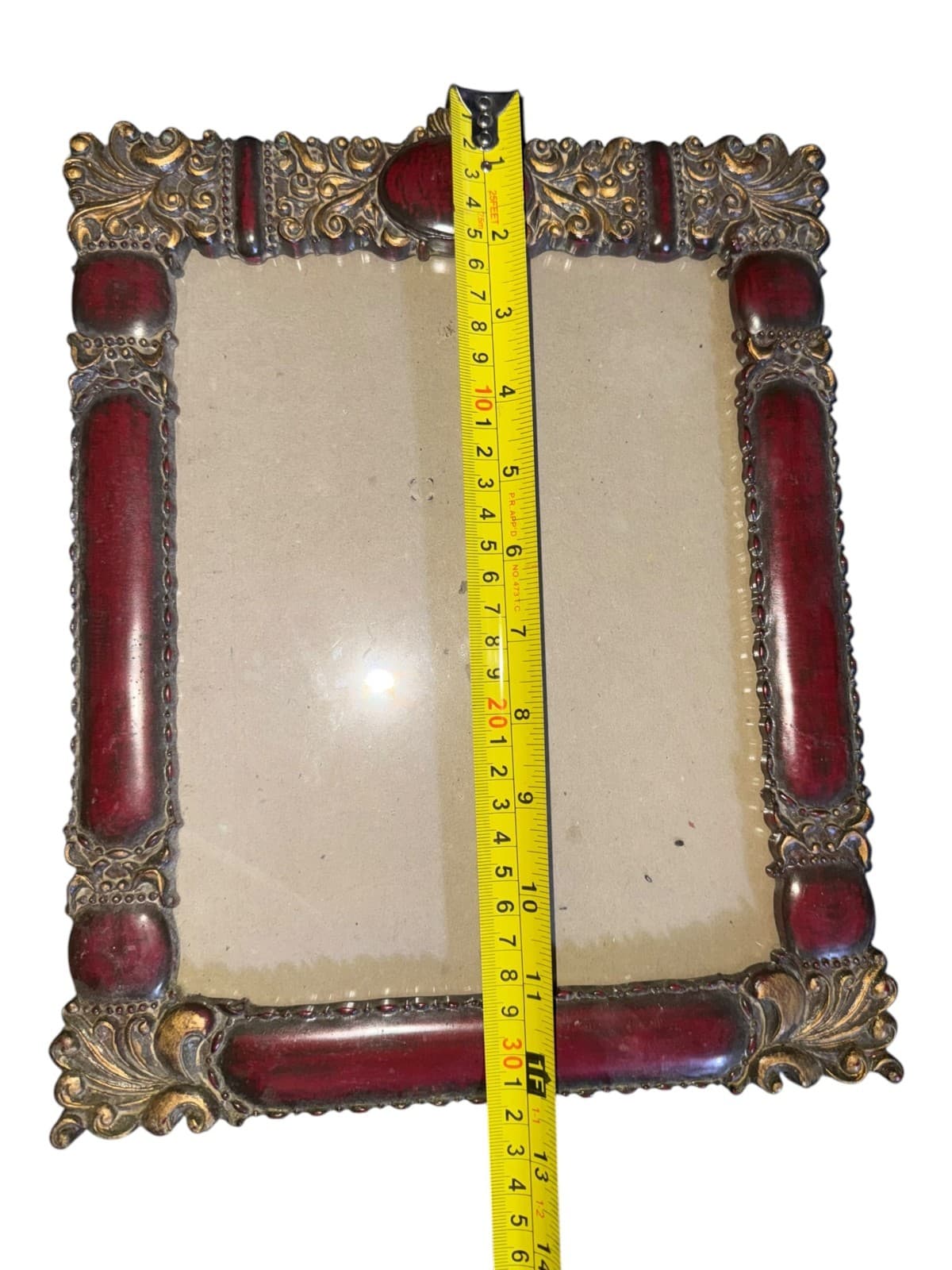 Vintage Baroque Style Picture Frame Burgundy Gold Resin and Plastic - Thumbnail 6