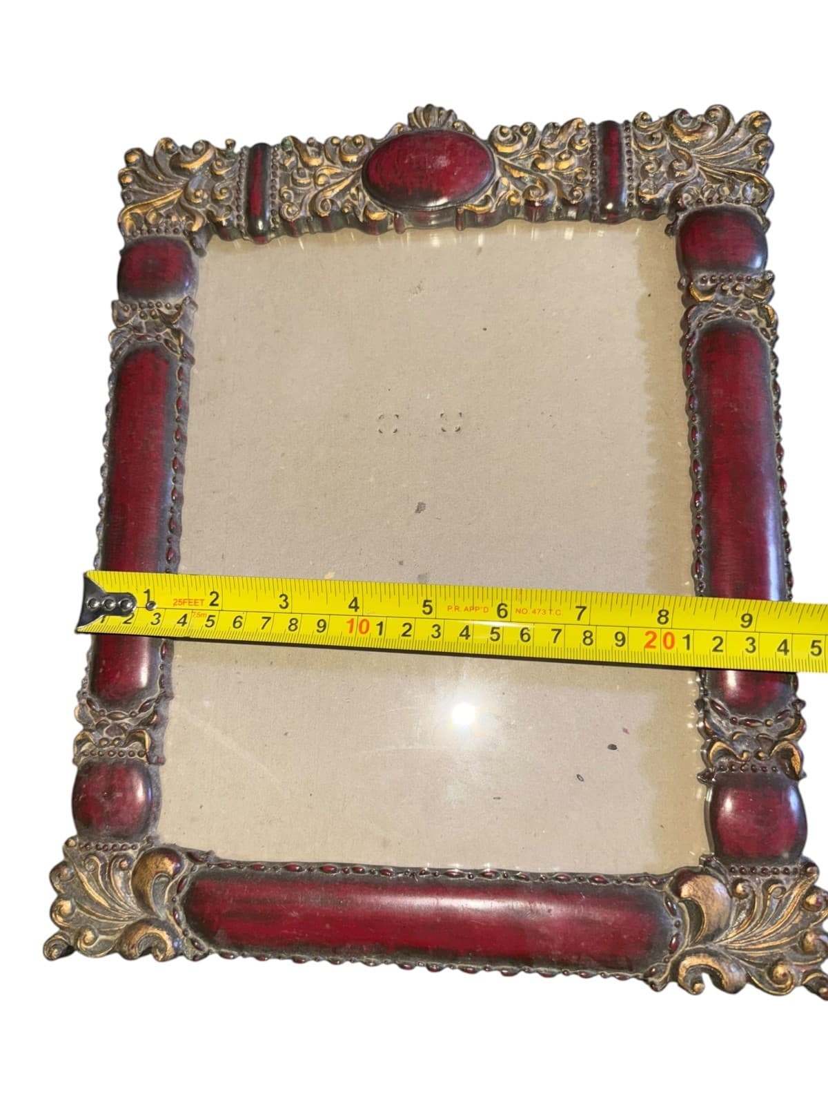 Vintage Baroque Style Picture Frame Burgundy Gold Resin and Plastic - Thumbnail 7