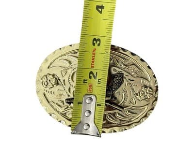 Vintage Western Belt Buckle Brass Oval Crossed Pistols Cowboy Rodeo Style - Thumbnail 5
