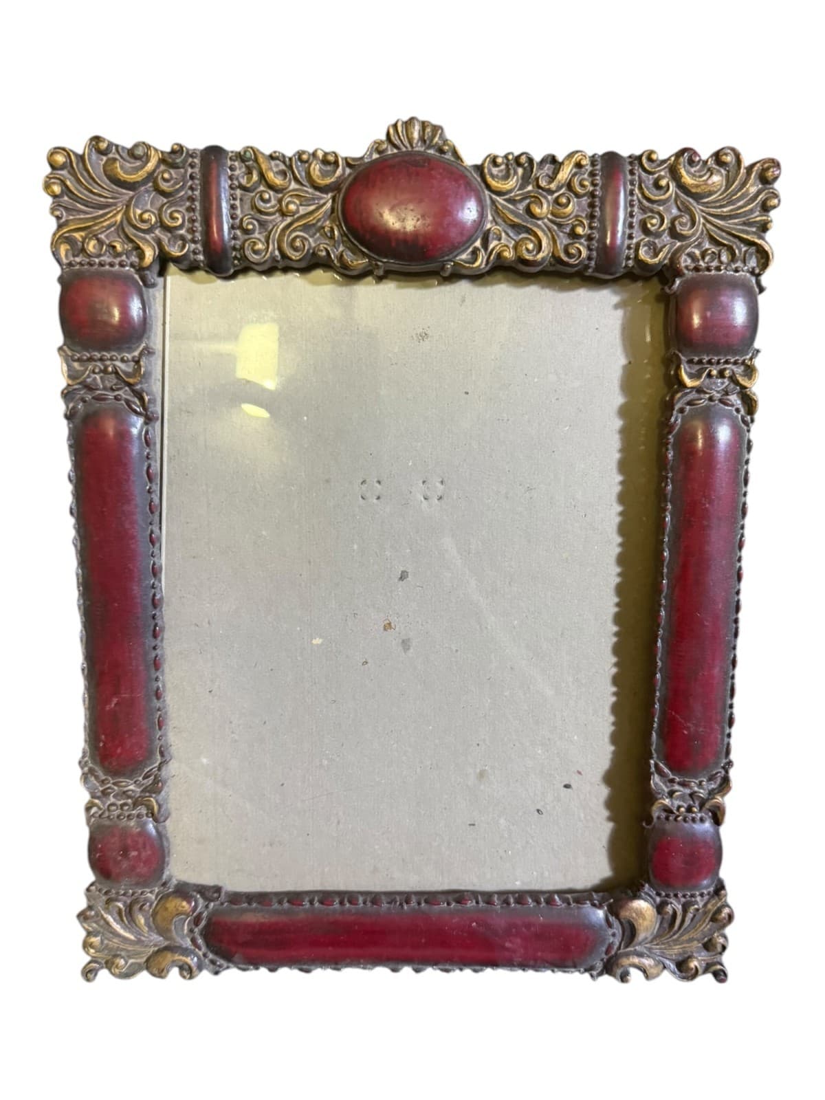 Vintage Baroque Style Picture Frame Burgundy Gold Resin and Plastic - Image 1