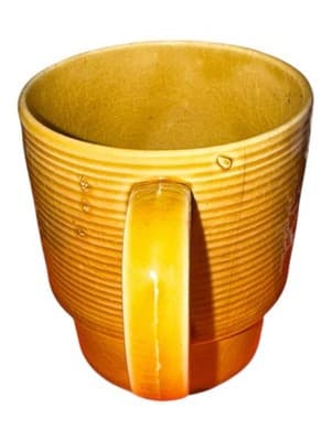 Vintage Japan 1970s Harvest Gold Brown Glazed Ceramic Daisy Stackable Coffee Cup - Thumbnail 5